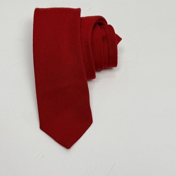 VTG 60s Berkley Cravats Red Wool Tie Scotland Made Woven 100% Lambswool Necktie - Picture 6 of 6